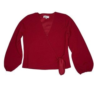 Madewell Red Texture & Thread Wrap Top Size XS